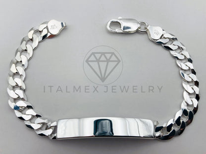 Esclava Cubana Placa Lisa 8mm Plata .925