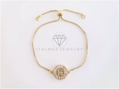 Pulsera Ajustable - 102634 - Diseño de Inicial "H" CZ Clara Oro Laminado 18K