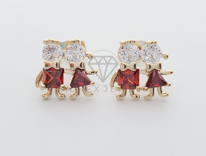 Juego de Lujo - 101204 - Diseño de Niños CZ Roja Oro Laminado 18K
