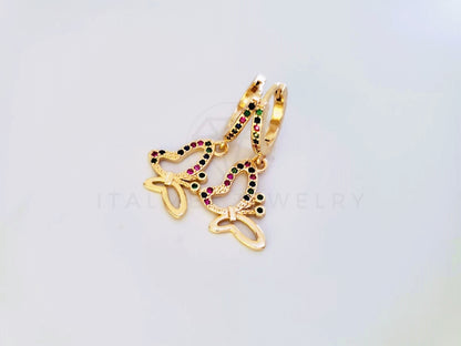 Huggie de Lujo - 104004 - Diseño de Mariposa CZ Color Oro Laminado 18K