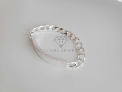 Pulsera de Lujo - 102177 - Esclava Cubana Placa Militar 10mm Plata Fina .925