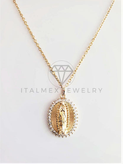 Dije Elegante - 102763 - Dije Virgen de Guadalupe CZ Clara Tamaño Chico Oro Laminado 18K