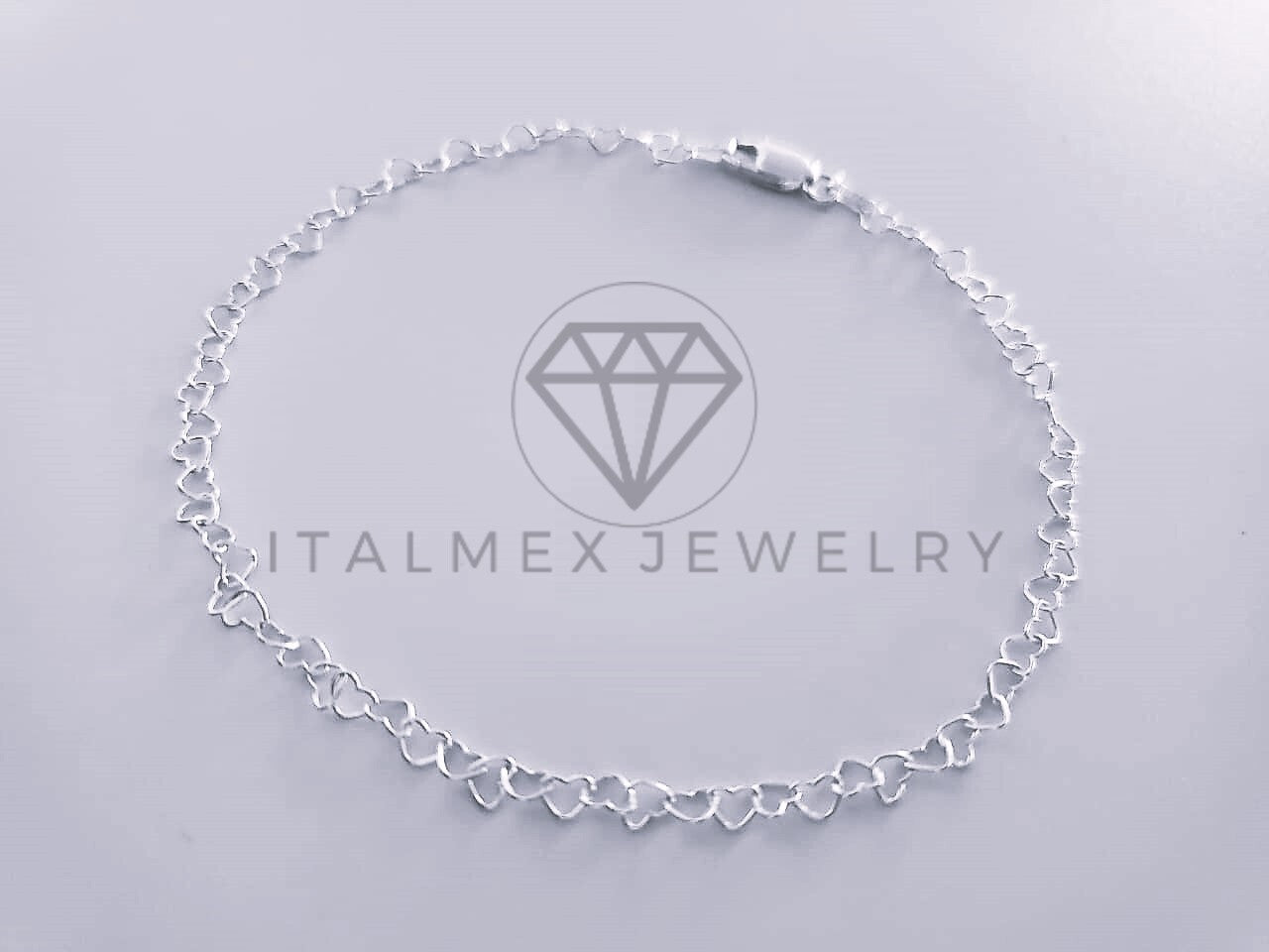 Tobillera Clasica - 104283 - Diseño Corazon 3mm/9" Plata .925