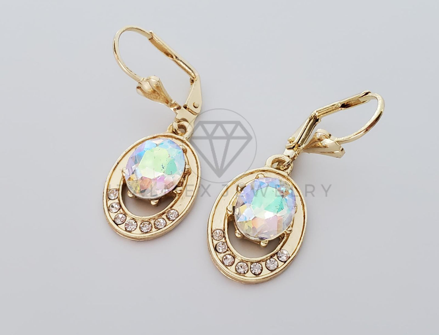 Arete de Lujo - 100743 - Diseño Redondo CZ Clara Oro Laminado 18K