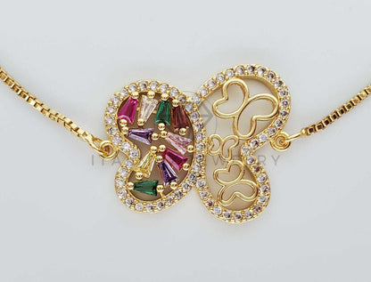 Pulsera Ajustable - 101622 - Diseño de Mariposa CZ Color Oro Laminado 18K