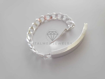 Pulsera de Lujo - 102177 - Esclava Cubana Placa Militar 10mm Plata Fina .925