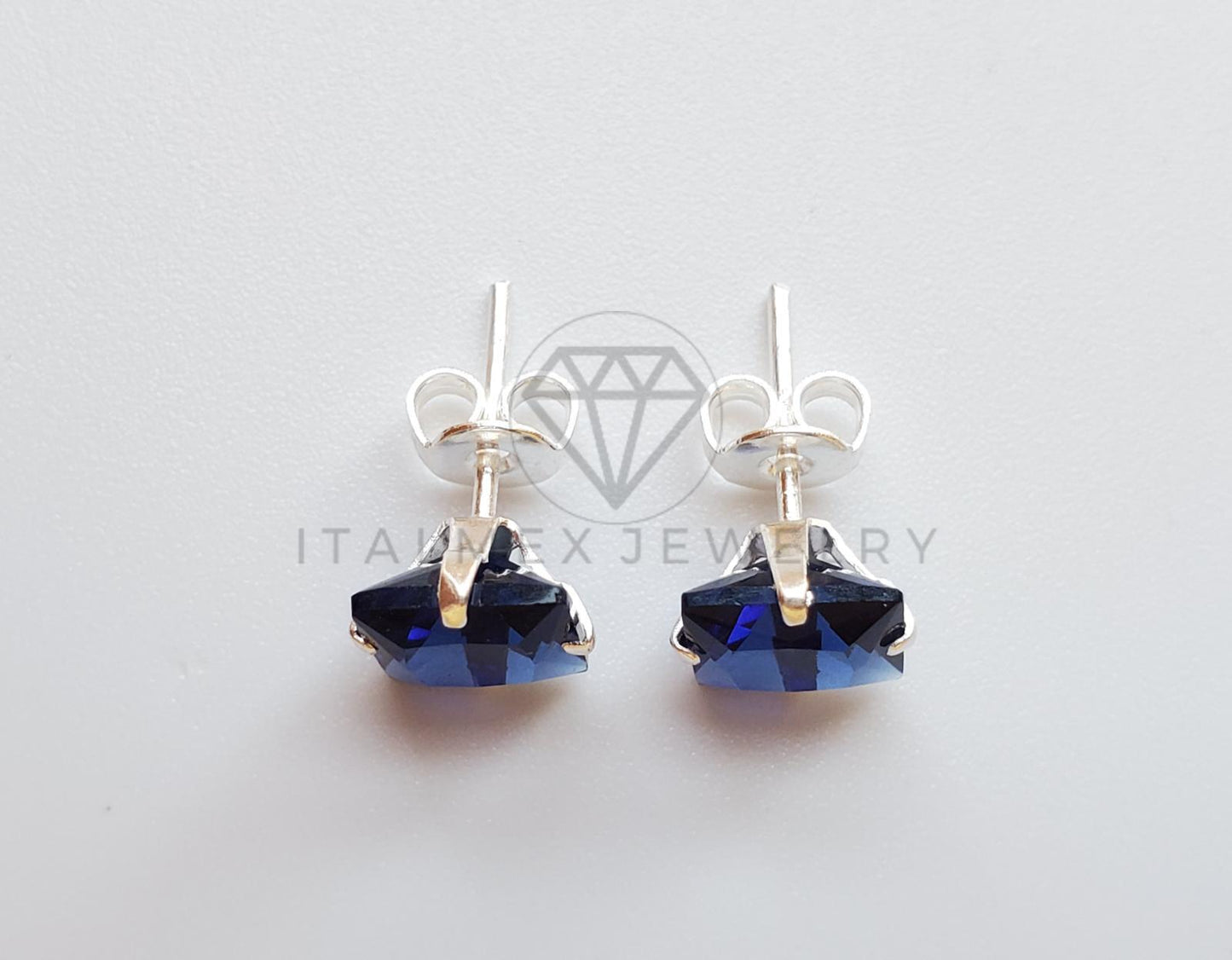 Broquel de Lujo - 101708 - CZ Cuadrada 7mm CZ Azul Plata .925