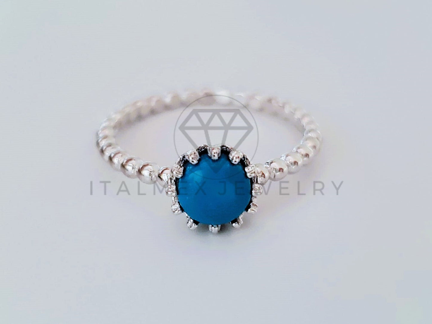 Anillo de Dama - 105053 - Arnillo Solitario Piedra Azul Plata .925
