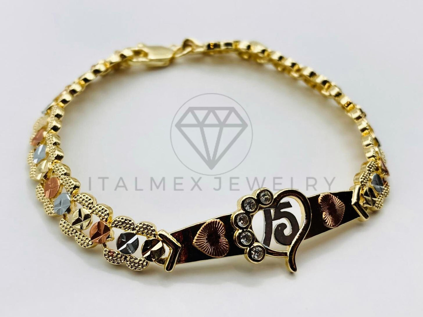 Pulsera de Lujo - 105646 - Esclava Placa Corazon 15 Oro Laminado 18K