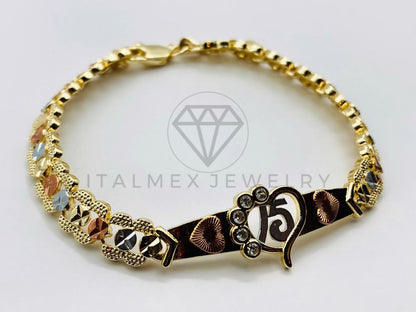 Pulsera de Lujo - 105646 - Esclava Placa Corazon 15 Oro Laminado 18K