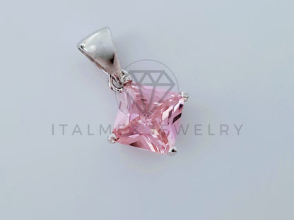 Dije No Religioso - 104996 - Dije de Princesa Circonia Rosa en Plata Fina .925