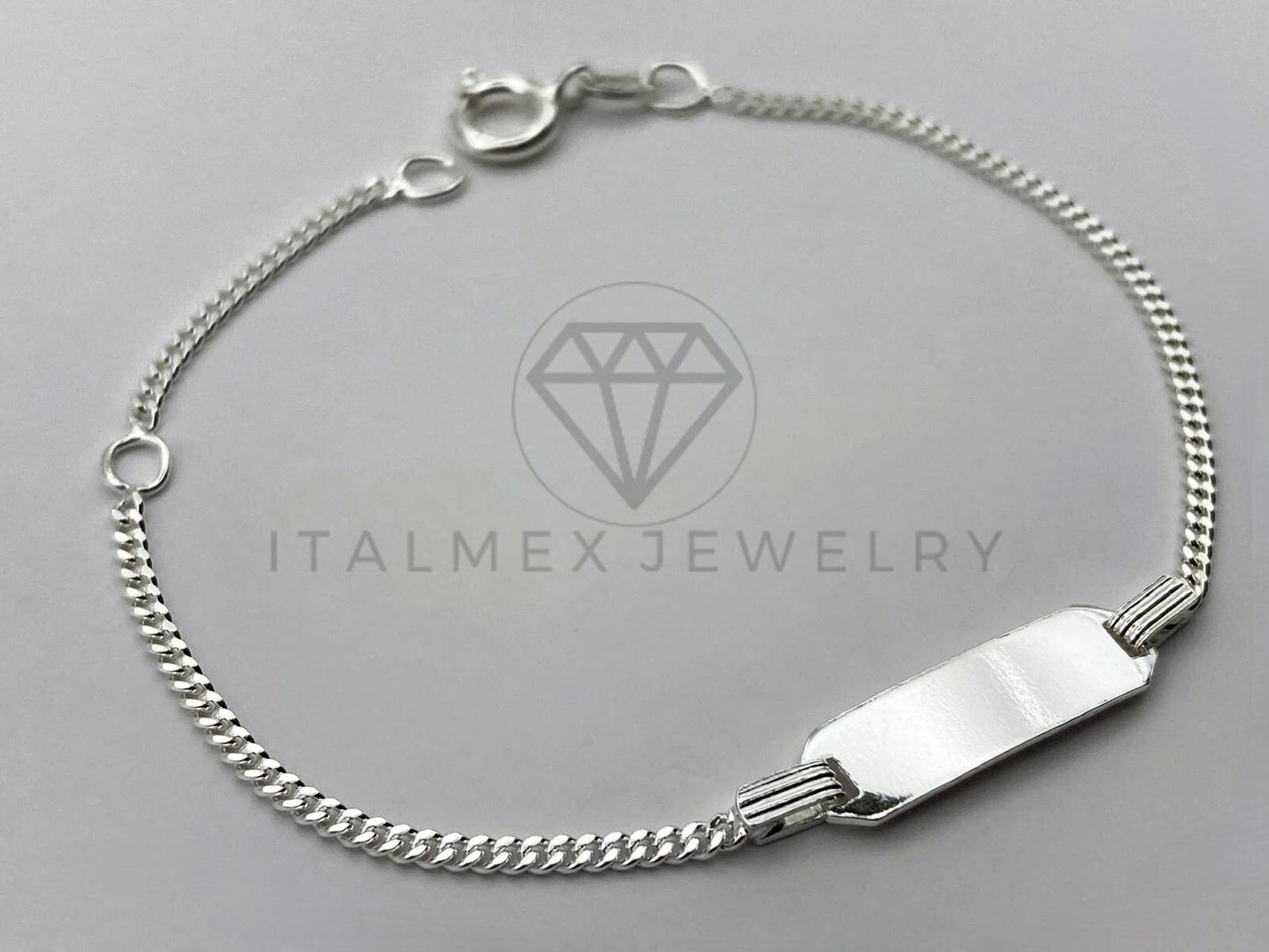 Pulsera de Lujo - 105467 - Esclava Cubana Bebé Placa Lisa Plata .925