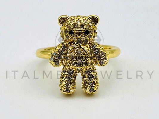 Anillo de Dama - 105577 - Anillo Osito de Peluche Circonia Clara Oro Laminado 18K