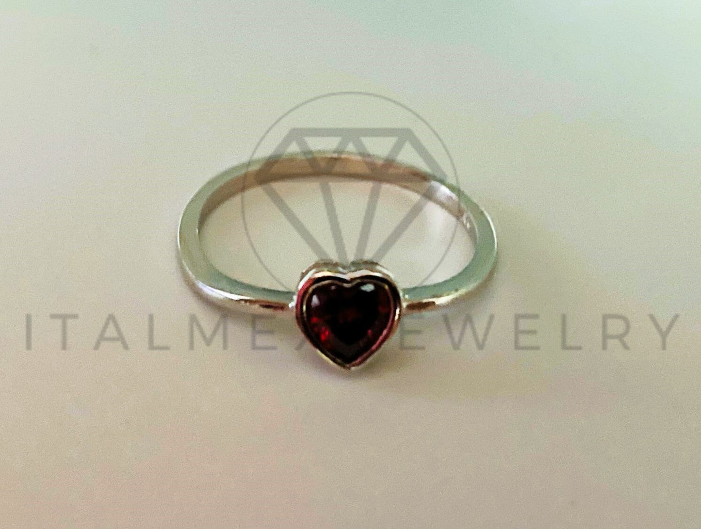 Anillo de Plata - 105420 - Anillo Corazon Circonia Roja Plata .925