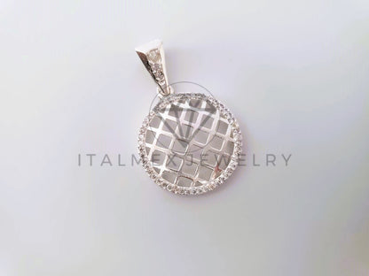 Dije Elegante - 104666 - Diseño Malla CZ Clara Plata Fina .925
