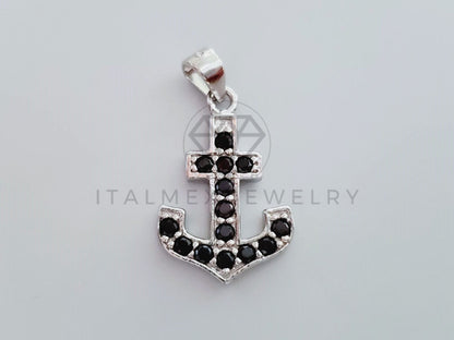 Dije No Religioso - 105162 - Dije Ancla Marinera Circonia Negra Plata .925