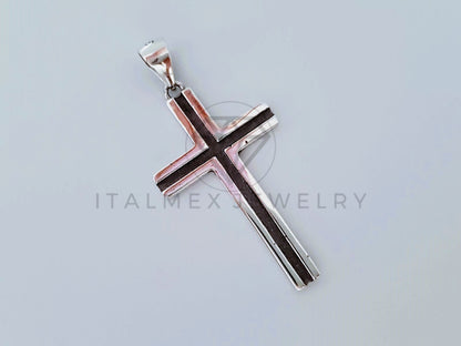Dije Religioso - 104997 - Dije Cruz Canal Negro Plata .925