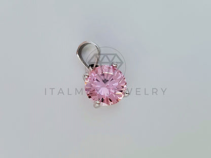 Dije No Religioso - 105161 - Dije Circonia Redonda Rosa Plata .925