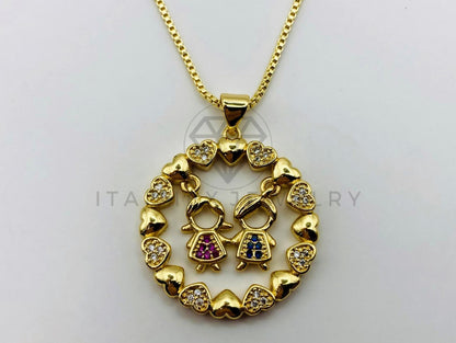 Collar Elegante - 105614 -Collar Niño y Niña Circonia de Color Oro Laminado 18K