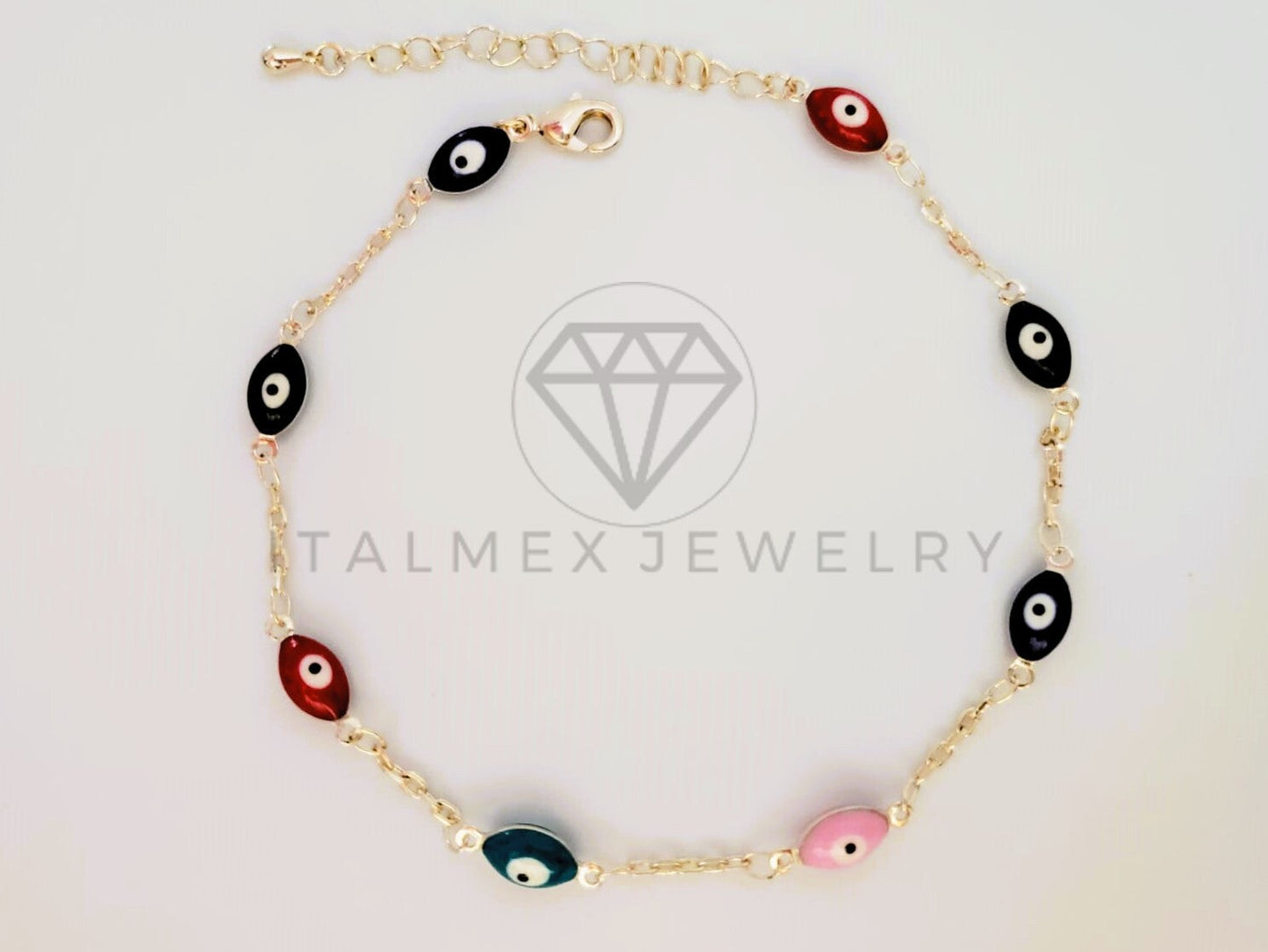 Tobillera de Lujo - 105321 - Tobillera Ojo Turco de Colores Oro Laminado 18K