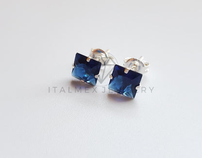 Broquel de Lujo - 101680 - CZ Cuadrada 6mm CZ Azul Plata .925