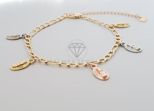 Tobillera Ajustable - 100008 - Diseño de Virgen de Guadalupe Oro Laminado 18K