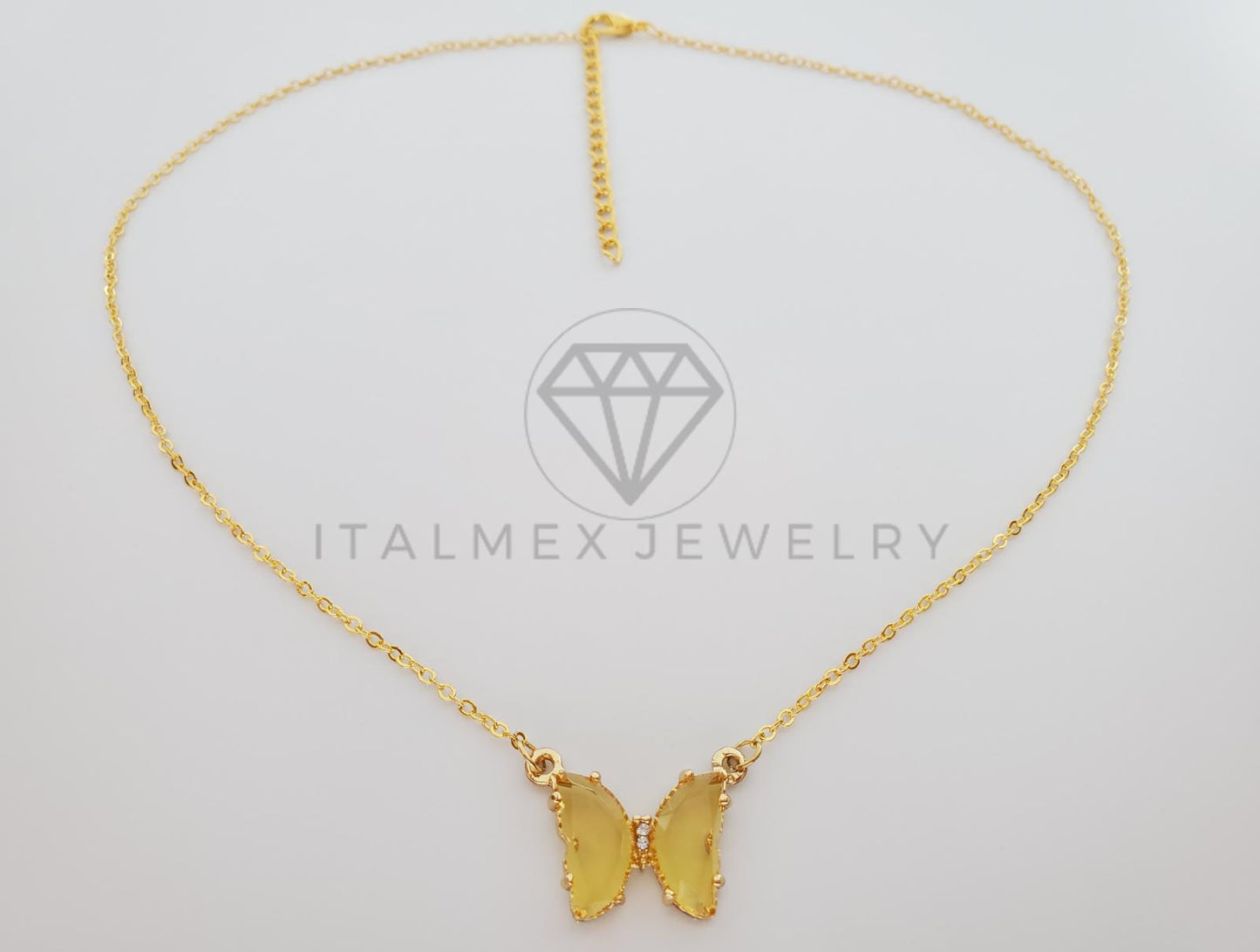 Collar Elegante - 101578 - Collar Mariposa CZ Amarilla Oro Laminado 18K