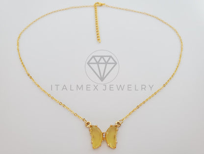 Collar Elegante - 101578 - Collar Mariposa CZ Amarilla Oro Laminado 18K