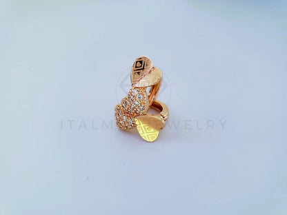 Huggie de Lujo - 104030 - Estilo Corazón Arenado CZ Clara Oro Laminado 18K