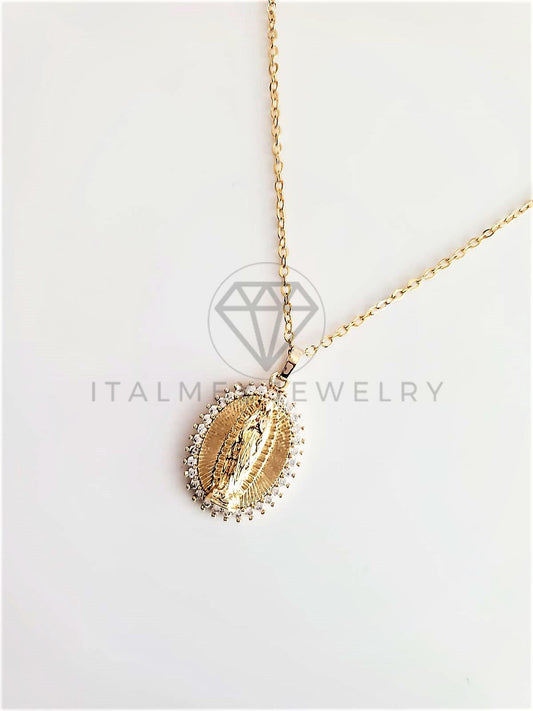 Dije Elegante - 102763 - Dije Virgen de Guadalupe CZ Clara Tamaño Chico Oro Laminado 18K