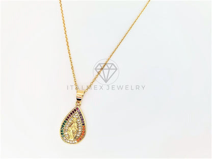 Collar Elegante - 103140 - Collar Virgen de Guadalupe CZ Color Oro Laminado 18K