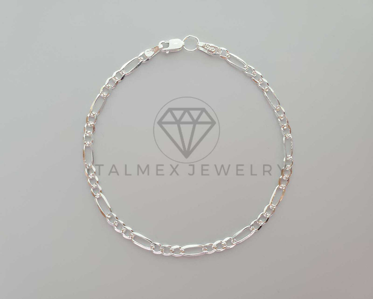 Pulsera de Lujo - 104447 - Diseño Figaro de 3mm 7 Pulgadas Plata Fina .925