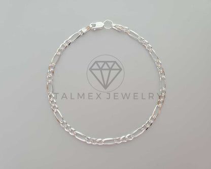 Pulsera de Lujo - 104447 - Diseño Figaro de 3mm 7 Pulgadas Plata Fina .925
