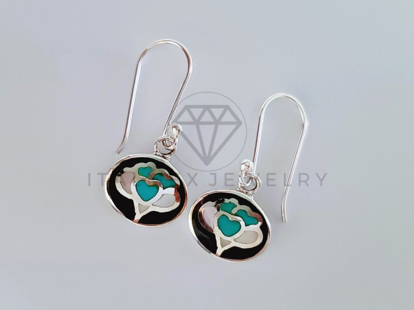 Arete de Lujo - 105218 - Arete Esmalte Corazones Plata .925
