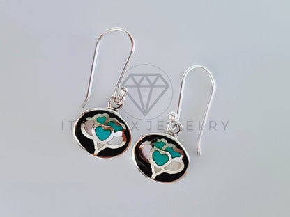 Arete de Lujo - 105218 - Arete Esmalte Corazones Plata .925