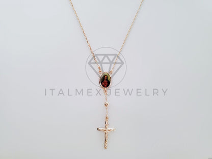 Collar Elegante - 104919 - Collar Rosario Sagrado Corazon Dorado Oro Laminado 18K