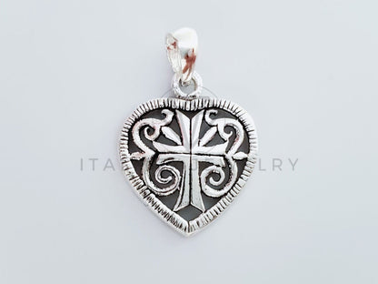 Dije Religioso - 105141 - Dije Corazon con Cruz Plata .925