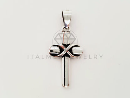 Dije Religioso - 104787 - Dije Cruz Cristo Infinito Plata Fina .925