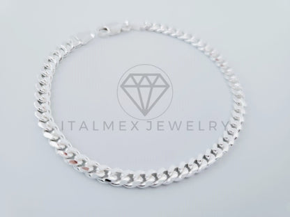 Pulsera de Lujo - 104838 - Diseño Cubana Miami 4mm/7 Pulgadas Plata Fina .925
