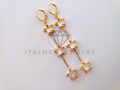 Arete de Lujo - 104617 - Arete Estrellas CZ Clara Oro Laminado 18K