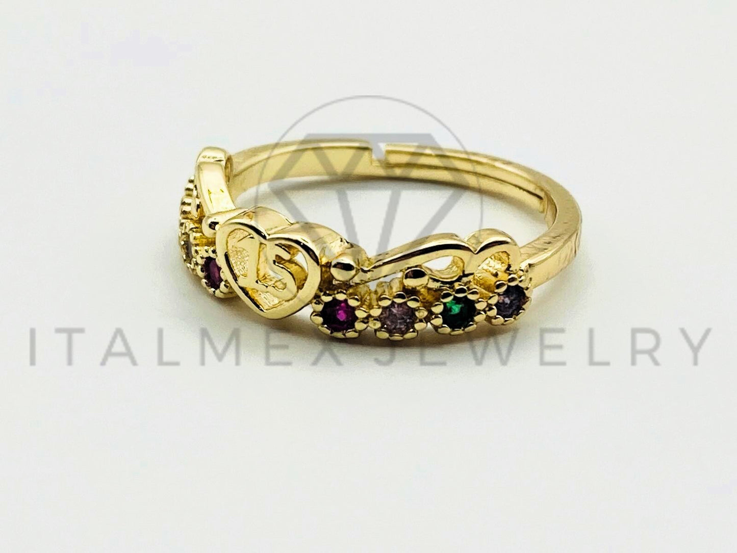 Anillo de Dama - 105558 - Diseño 15 Años Circonia Color Oro Laminado 18K