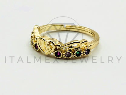 Anillo de Dama - 105558 - Diseño 15 Años Circonia Color Oro Laminado 18K