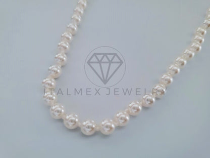 Collar de Lujo - 104974 - Estilo Perla de Rio 6mm Plata Fina .925