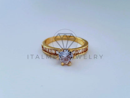 Anillo Dama de Lujo -104544 - Diseño Solitario CZ Clara Oro Laminado 18K
