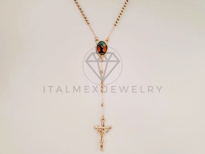 Rosario de Lujo - 104914 - Estilo Clásico Liso con Medalla Oro Laminado 18K