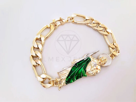 Pulsera Elegante - 103998 - Esclava Figaro San Judas Color Oro Laminado 18K