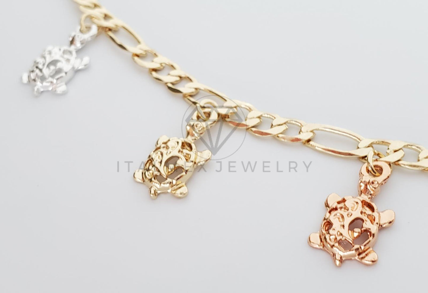 Pulsera Elegante - 100160 - Diseño de Tortugas de 3 Colores Oro Laminado 18K