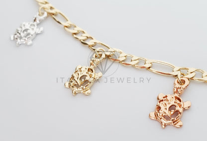 Pulsera Elegante - 100160 - Diseño de Tortugas de 3 Colores Oro Laminado 18K