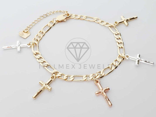 Pulsera Elegante - 100161 - Diseño de Cristo 3 Oros - Oro Laminado 18K