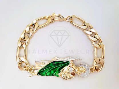 Pulsera Elegante - 103998 - Esclava Figaro San Judas Color Oro Laminado 18K